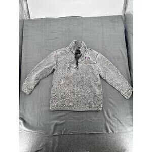 Boxercraft Women's L Gray White 1/4 Zip TCU Logo Sherpa Pullover Horned Frogs